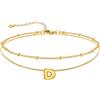 U7 Bracciale Cavigliera Donna con Ciondolo Iniziale D Personalizzato in Acciaio Inossidabile, Cavigliera Doppio Strato con Lettera A colore Oro, Gioielli per Estiva e Vacanze