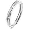 KALVICA 925 Anelli in Argento Sterling per Donna, Anello Regolabile in Argento con Zirconi, Anello di Promessa di Matrimonio Eternità per Donna