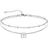 U7 Bracciale Cavigliera Donna con Ciondolo Iniziale R Personalizzato in Acciaio Inossidabile, Cavigliera Doppio Strato con Lettera A colore Argento, Gioielli per Estiva e Vacanze
