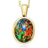 HARSHALI GEMS Ciondolo a goccia in argento ovale naturale 8,50 carati, pietra preziosa opale di fuoco nero australiano, placcato in oro giallo 14 carati, gioielli regalo per uomo
