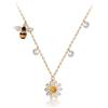 IMINI Collane con Ciondolo Fiore Margherita Ape Argento Sterling 925 Placcato Oro 18 Carati per Donne Ragazze Delicati Girocolli Pendenti CZ Collana Catena Regolabile Gioielli Regali