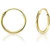 DTPsilver Orecchini Cerchietto Argento 925 Placcati Oro 24K - Orecchini Cerchio Donna Argento 925 - Cerchietti Piccoli Uomo Donna - Spessore 1.5 mm - Diametro 12 mm