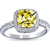 Bling Jewelry 3CT AAA CZ Giallo Canarino Cubic Zirconia Halo Solitaire Piazza Radiante Cuscino Taglio Anello Di Fidanzamento Per Donne .925 Argento 1MM Banda Sottile