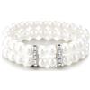 COOLSTEELANDBEYOND Doppio Filamento Perla Bracciale, Strass Distanziali, Annata Ispirato Sposa Gioielli, Elegante Statement Dichiarazione
