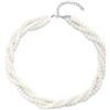 COOLSTEELANDBEYOND Girocollo Intrecciato con Perle Sintetiche, Design a Fili Multipli con Trecce, Stile Sposa Classico