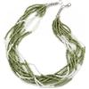 Avalaya Collana multifilo con perline di vetro nei colori bianco/verde, lunghezza 49 cm