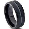 Stfery Anello Acciaio Tungsteno con Scanalatura Uomo 8MM, Anello Nero Opaco Spazzolato Classico Taglia 32