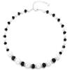 COOLSTEELANDBEYOND Nero e Bianco Perline Perla Choker Collana Cristallo Perlina, Statement Collana, Abito da Sera Nozze Nuziali Banchetti