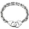 COOLSTEELANDBEYOND Squisiti Acciaio Inossidabile Uomo Donna Manette Collegamento Chain Braccialetto Bracciale, Lucido, Argento Colore