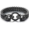 COOLSTEELANDBEYOND Gotico Biker Braccialetto del Cranio Franco Link Barbozzale, Bracciale Uomo Acciaio Inossidabile con Chiusura a Molla