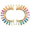 COOLSTEELANDBEYOND Abbaglianti Oro Arcobaleno Cristallo Strass Cluster Grande Statement Dichiarazione Orecchini, Semicerchio Avvolgere