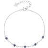 Mystic Jewels - Bracciale Occhio Turco in Argento Sterling 925, Mini Malocchio Azzurro 3mm, Amuleto della Fortuna, 16 + 3 cm, con sacchetto