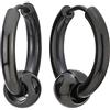 COOLSTEELANDBEYOND 2 Nero Cerchio Perlina Orecchini a Cerchio, Orecchini da Uomo Donna, Acciaio Inossidabile