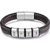 lorajewel Bracciale da Uomo con Incisione Regali Personalizzati da Uomo Bracciali da Uomo in Pelle Nera Braccialetto Personalizzati con Nome (Argento-4 Nome)
