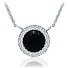 Sea of Ice Collana con ciondolo a forma di alone in argento Sterling 925, 8 mm, taglio rotondo, da donna, con pietre preziose, 45,7 cm, Pietra preziosa del metallo, onice nero - argento