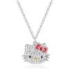 Hello Kitty Sanrio - Collana con ciondolo a pavé da 40,6 cm + 7,6 cm, con licenza ufficiale, gioiello per ragazze