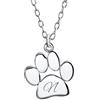Bling Jewelry Personalizzato Script Iniziale Alfabeto Lettera N Dainty Cane Gatto Animale Domestico Gattino Cucciolo Paw Stampa Ciondolo Collana Animale Gioielli Teen Lucidato .925 Sterling Silver Con Catena Inciso