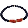 sicilia bedda - Bracciale Elastico in Corallo Rosso del Mediterraneo - Prodotto Realizzato a mano - Idea Regalo (2 Pietre Placcato Oro Donna (18_20))
