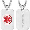FaithHeart Collana di Allerta Medica per Uomo Donna Acciaio Inox Identificazione di Emergenza Dog Tag/Cuore/Ciondolo Moneta SOS Talismano Gioielli Salute Accessori Incisione Gratuita Bambini Famiglia