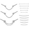PunkTracker Anello da naso da 20 g, 2-3 mm, con catena in acciaio chirurgico, piercing da naso, per uomo e donna, Acciaio inossidabile