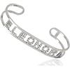 Sakrami Bracciale Donna Rigido Aperto in Argento 925 Dorato Rosé o Rodiato con Nome Personalizzabile e Zirconi Bianchi - Scatola con Dedica Incisa - Gioiello per Anniversario o Compleanno (Rodiato)