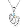 jewelora Personalizzato Piedi Bambino Collana per Madre Collana Pendente con Incisione Pietra Portafortuna Gioielli Donna Regalo per Famiglia Moglie