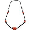 Sicilia Bedda - Collana in Corallo Rosso del Mediterraneo e Cristallo Nero - Collana lunga in Argento - Prodotto realizzato interamente a Mano