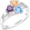 OTXIXTO Anello Personalizzato Con 3 Cuore Pietre di Nascita e Nomi Incisi Anello in Argento Sterling 925 per Donna Fidanzata Moglie Madre Regali di Fidanzamento (Taglia 20)