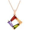Goldwinter Collana girocollo placcata in vero oro rosa con pietre preziose baguette rosse, viola, verdi e citrine, con sacchetto regalo e scatola portagioie nera, Placcato in oro rosa 18 carati, Zirconia cubica