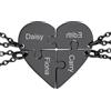 GoldChic JEWELRY Collane Puzzle Cuore 4 Pezzi, Collana BFF Cuore con Incisione dei Nomi Collana Con Ciondolo Di Amicizia Set Di Gioielli Per Famiglie Collana Nera Donna