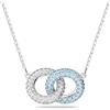 Swarovski Stone 5642883 - Collana da donna in argento con ciondolo con zirconi bianchi e blu, misura unica, Acciaio inossidabile