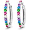 LES FOLIES DI PAOLA GRIECO Coppia di Orecchini a Cerchio Multicolor cerchietti strass in argento 925 rodiato - Hoops Collection (12mm)