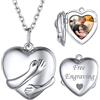 ChicSilver Collana Personalizzata Argento 925 con Foto Incisione, Ciondolo Portafoto Personalizzato Argento Lunga 45+5cm, Collana Cuore Ciondolo Personalizzato, Idee Regalo per Natale Anniversario