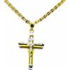 PEGASO GIOIELLI Collana da Uomo in Oro Giallo 18kt (750) Catena Tigre Pinzata Cm 50 Pendente Bicolore Croce Cristo con Cappucci