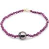 PERORNO Bracciale artigianale con perla di Tahiti 10 mm e rubini naturali - chiusura oro 18 k, gioielli pregiati