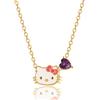 Hello Kitty Sanrio - Collana da donna February Birthstone 16 + 2, oro 18 carati, con licenza ufficiale
