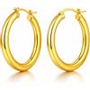 PERORNO Orecchini Donna Argento Sterling Dorato, Cerchi Ovali 26mm, Design Elegante e Leggero