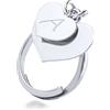 Sakrami Anello Personalizzabile in Argento 925 con Doppio Cuore Pendente misura regolabile per donna e ragazza, + Scatola Personalizzata con Dedica