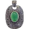 Tibetan Silver Fatto a Mano Filigrana Onice Verde Pietra Preziosa Placcato Argento Ciondolo per Donne, Tribali Etnici Progettista Moda Collana Ciondolo Gioielli