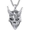 FaithHeart Collana con Pentacolo Invertito Baphomet Ciondolo Satanico Testa di Capra/Pentagramma Satana Sulfuro Occulto Alchimia Inversa Leviatano Croce Acciaio/Oro/Nero + Catena Regolabile
