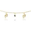 Sakrami Bracciale in Argento Dorato o Rodiato con Piedini e Punti Luce per Donna e Ragazza - Scatola Personalizzata - Idea Regalo per Compleanno Comunione Festa della Mamma (Dorato)