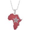 TTUDUSDP Collana pendente Africa Marocco mappa bandiera ciondolo collana uomini e donne ciondolo collana regali etnici Gioielli