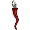 Argenteria MB Ciondolo Corno Napoletano con Testa Quadrata Pendente Portafortuna Realizzato in Argento con Smaltatura a Caldo di Altissima Qualità di Colore Rosso Argento