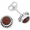 mantraroma orecchini a bottone in argento 925 con corniola arancione e pietra rossa, orecchini in vero argento sterling da donna, regalo