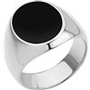 555Jewelry Anello in acciaio inossidabile lucidato a specchio, semplice, ovale, con onice nero, per uomo, 7, Metallo