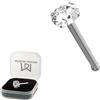 Monster Piercing 9k oro bianco artiglio imposta 3 millimetri rotonda pietra CZ 22 Gauge naso osso perno del naso Piercing