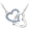 bicup Collana Uomo Donna Gioielli Ciondolo Pendente Necklace Brillare Doppio Cuore Ciondolo Collana Moda Amante Del Matrimonio Festa Regalo Azzurro
