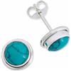 mantraroma Orecchini a bottone in argento 925 con pietra turchese, orecchini a bottone in vero argento sterling da donna, regalo