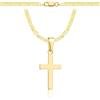 AMAR PRAGNA, collana in oro 925/585 con croce per donna/uomo, intrecciata originale, larghezza 3,8 mm, collana in oro, collana con croce in oro 585, 60 cm, Argento