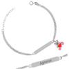 Sakrami Bracciale in Argento 925 con Piastrina Personalizzabile con Nome e Orsetto Smaltato + Idea Regalo Bambina e Bambino - Braccialetto Dolce per Nascita, Battesimo, Comunione, Compleanno (Rosa)